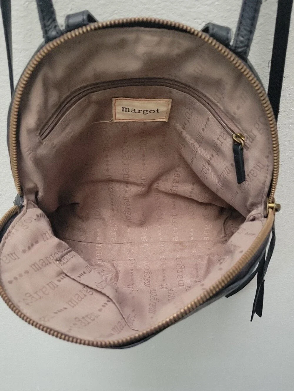 margot Black Leather Compact Women's Backpack with Turn-Lock Accent